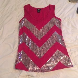 Red sequined chevron tank
